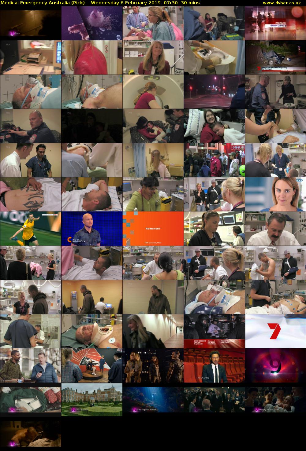 Medical Emergency Australia (Pick) Wednesday 6 February 2019 07:30 - 08:00