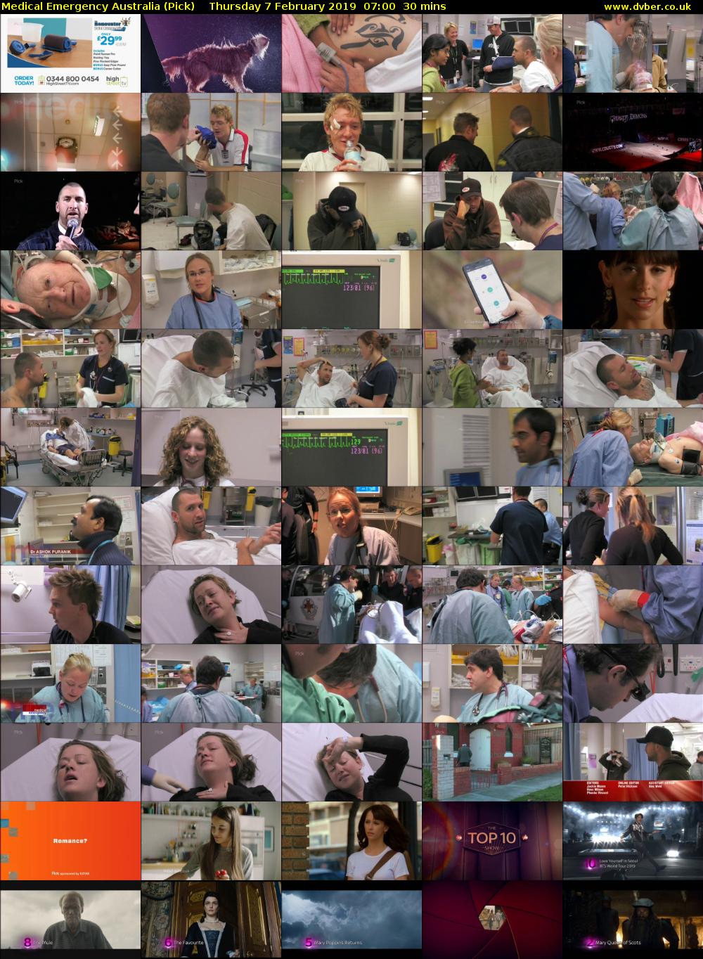 Medical Emergency Australia (Pick) Thursday 7 February 2019 07:00 - 07:30
