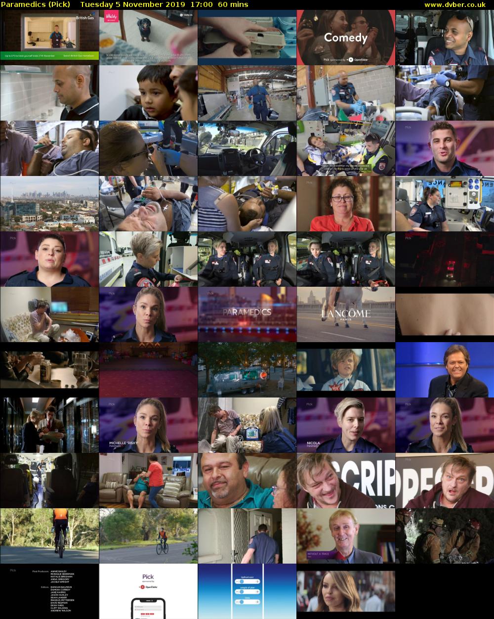 Paramedics (Pick) Tuesday 5 November 2019 17:00 - 18:00