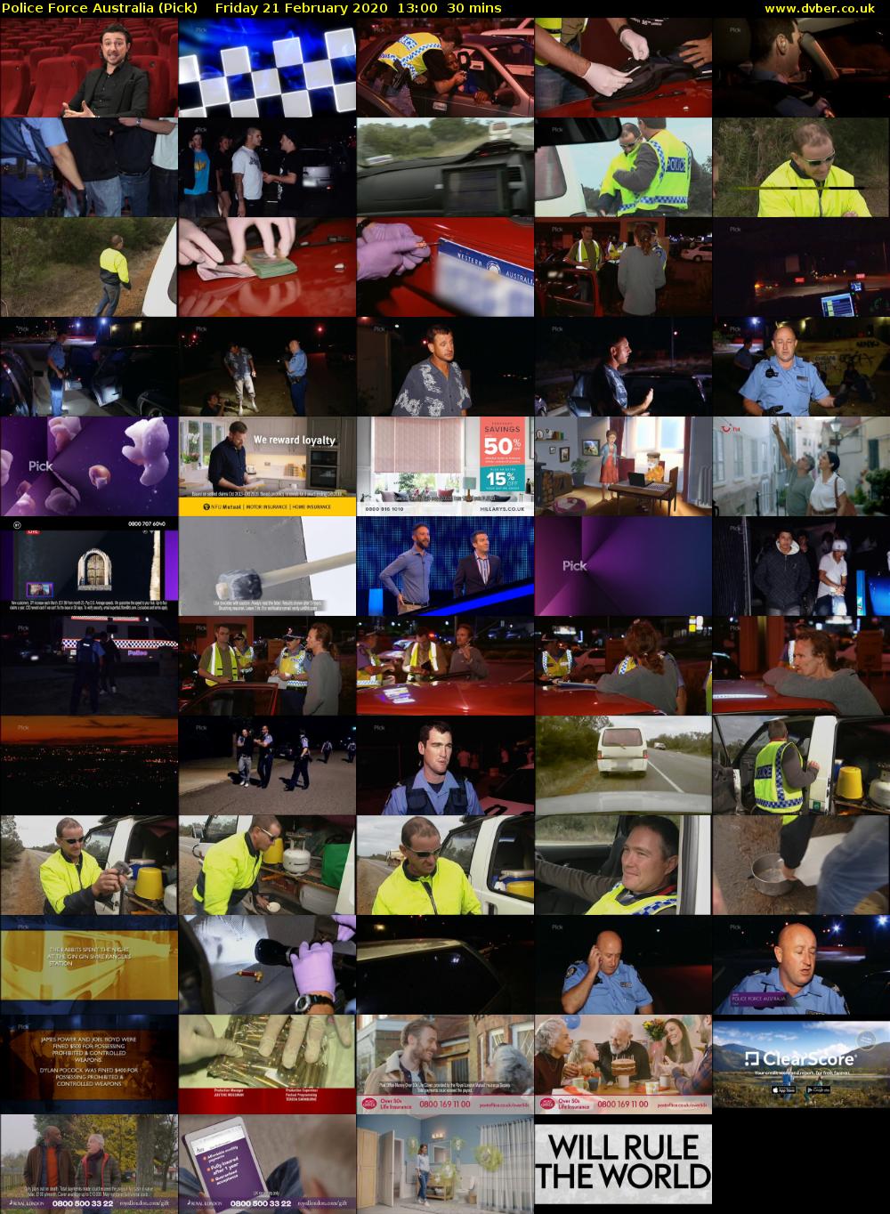 Police Force Australia (Pick) Friday 21 February 2020 13:00 - 13:30