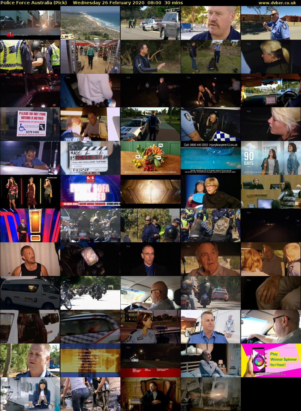 Police Force Australia (Pick) Wednesday 26 February 2020 08:00 - 08:30