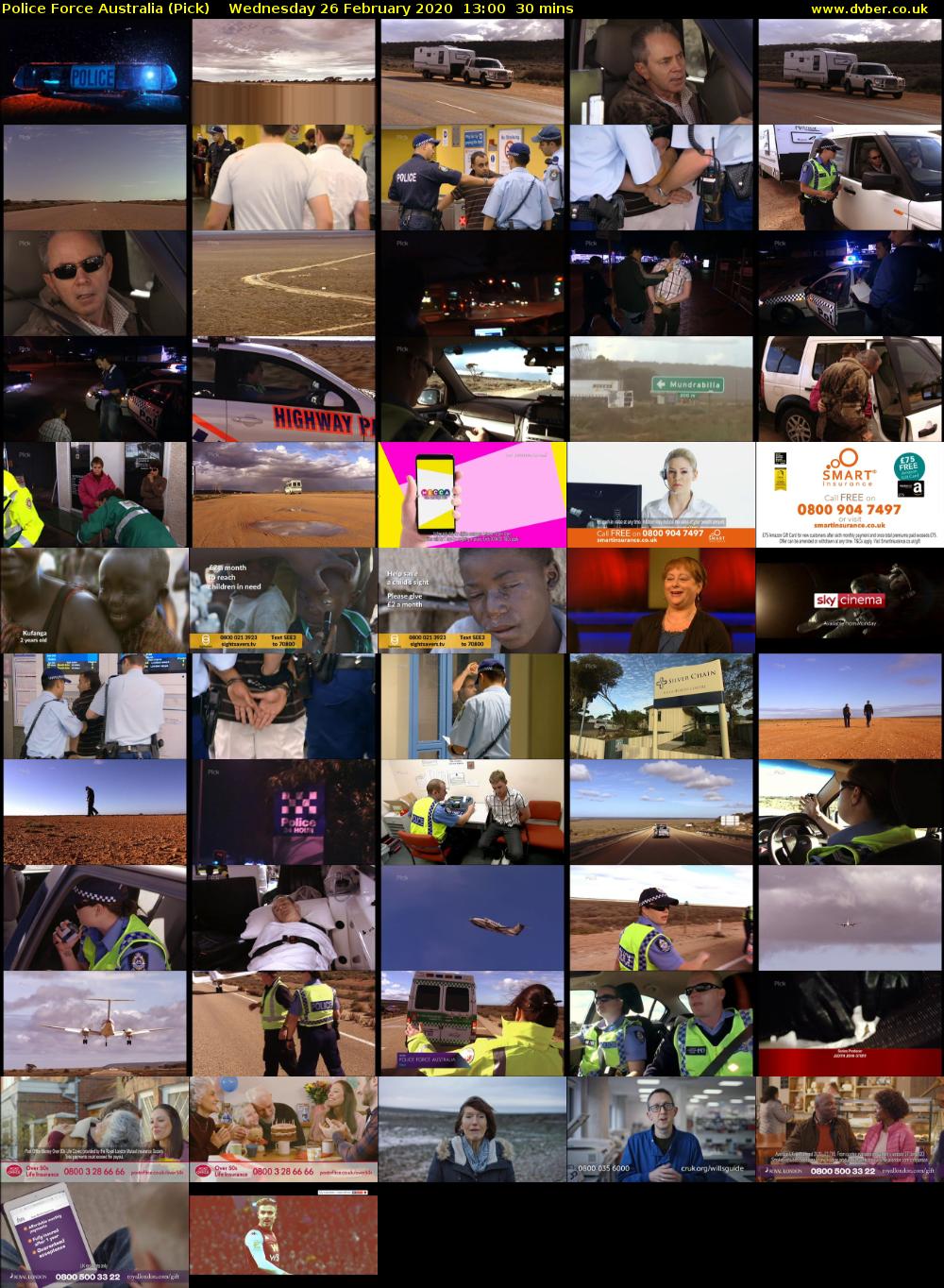 Police Force Australia (Pick) Wednesday 26 February 2020 13:00 - 13:30