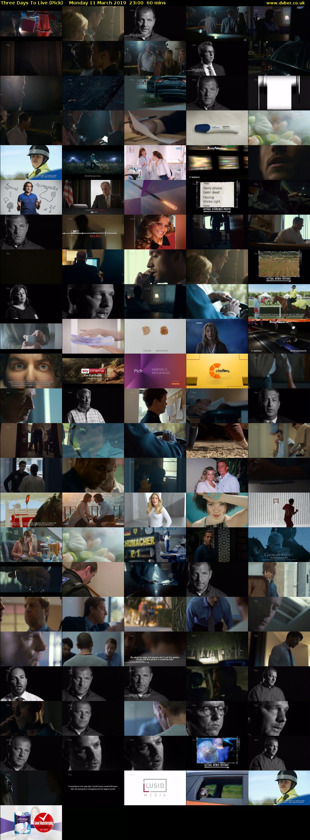 Three Days To Live (Pick) Monday 11 March 2019 23:00 - 00:00