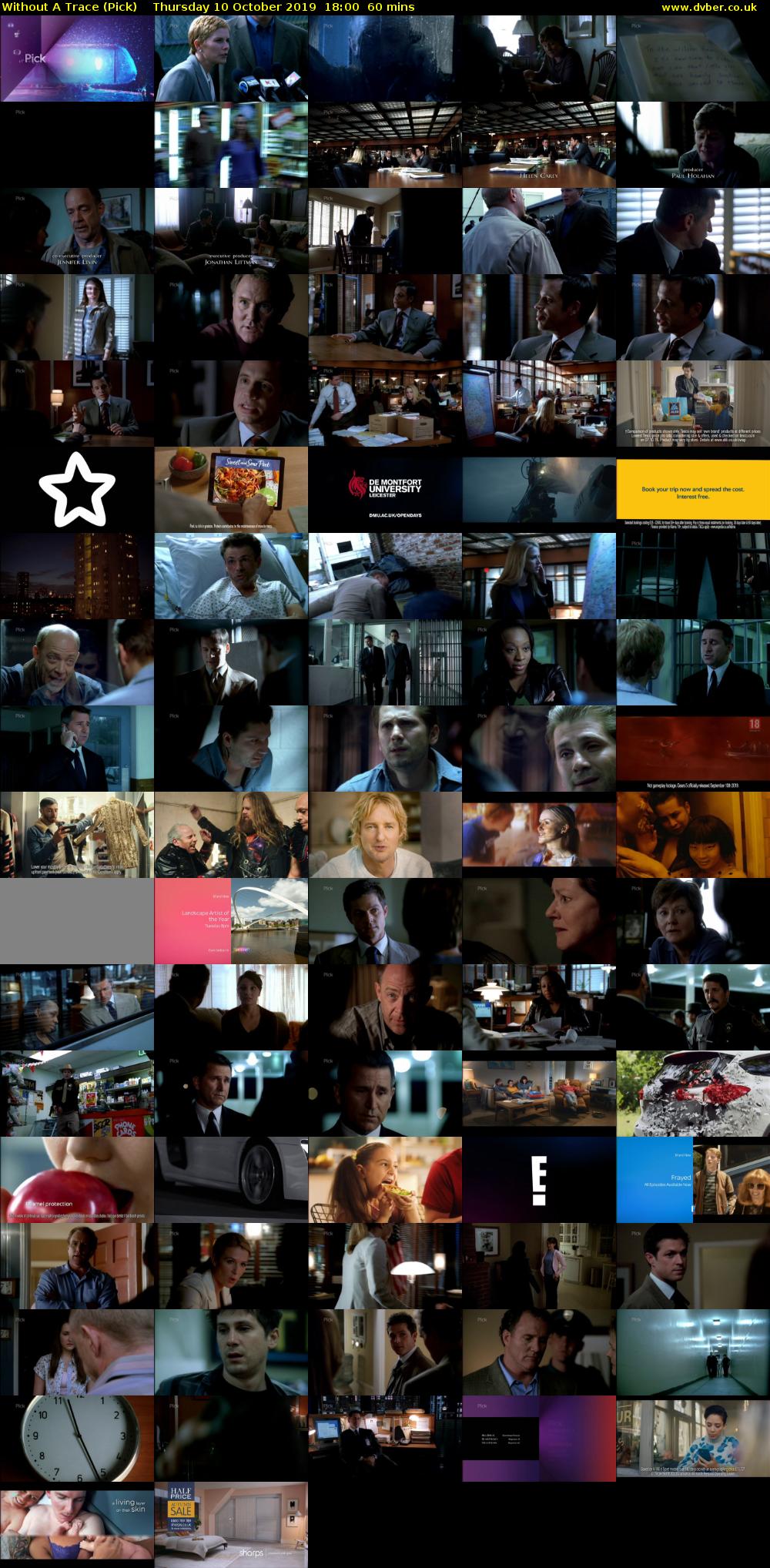 Without A Trace (Pick) Thursday 10 October 2019 18:00 - 19:00