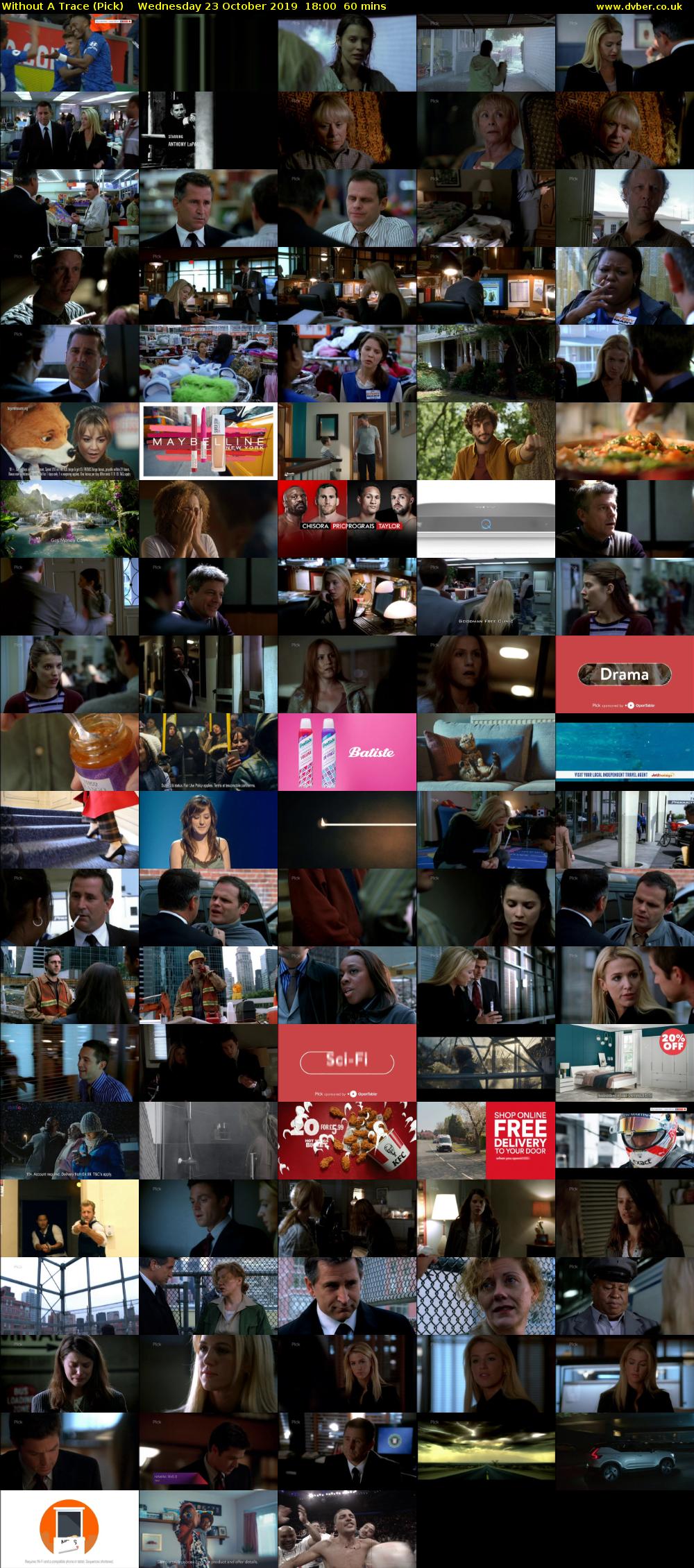 Without A Trace (Pick) Wednesday 23 October 2019 18:00 - 19:00