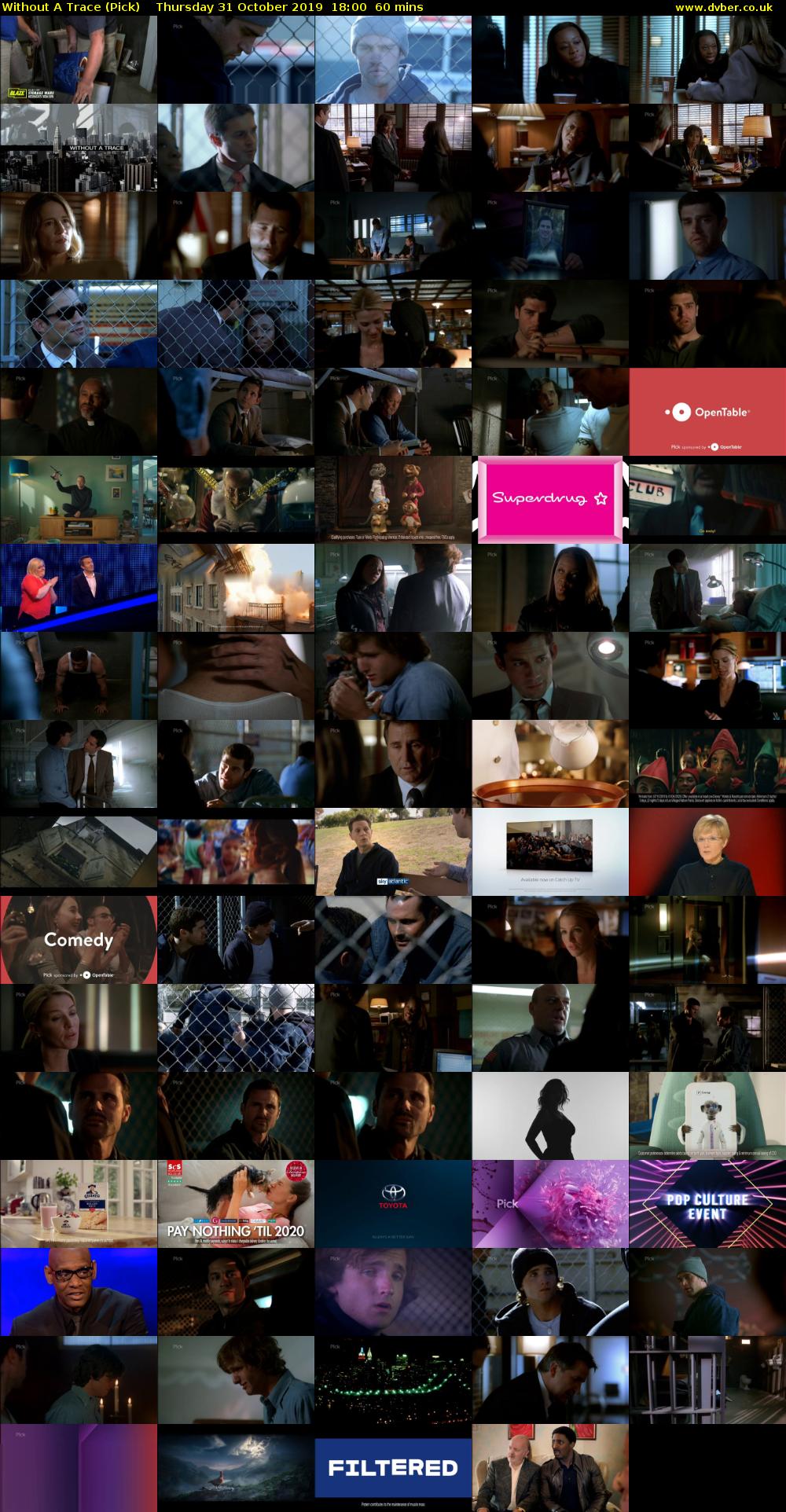 Without A Trace (Pick) Thursday 31 October 2019 18:00 - 19:00