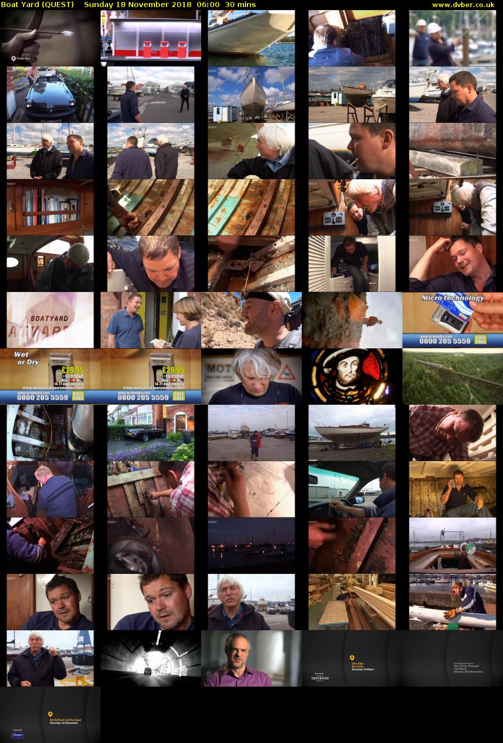 Boat Yard (QUEST) Sunday 18 November 2018 06:00 - 06:30