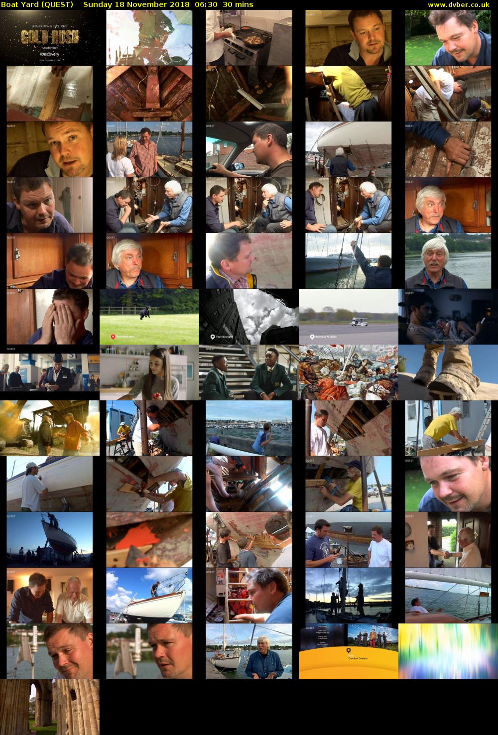 Boat Yard (QUEST) Sunday 18 November 2018 06:30 - 07:00