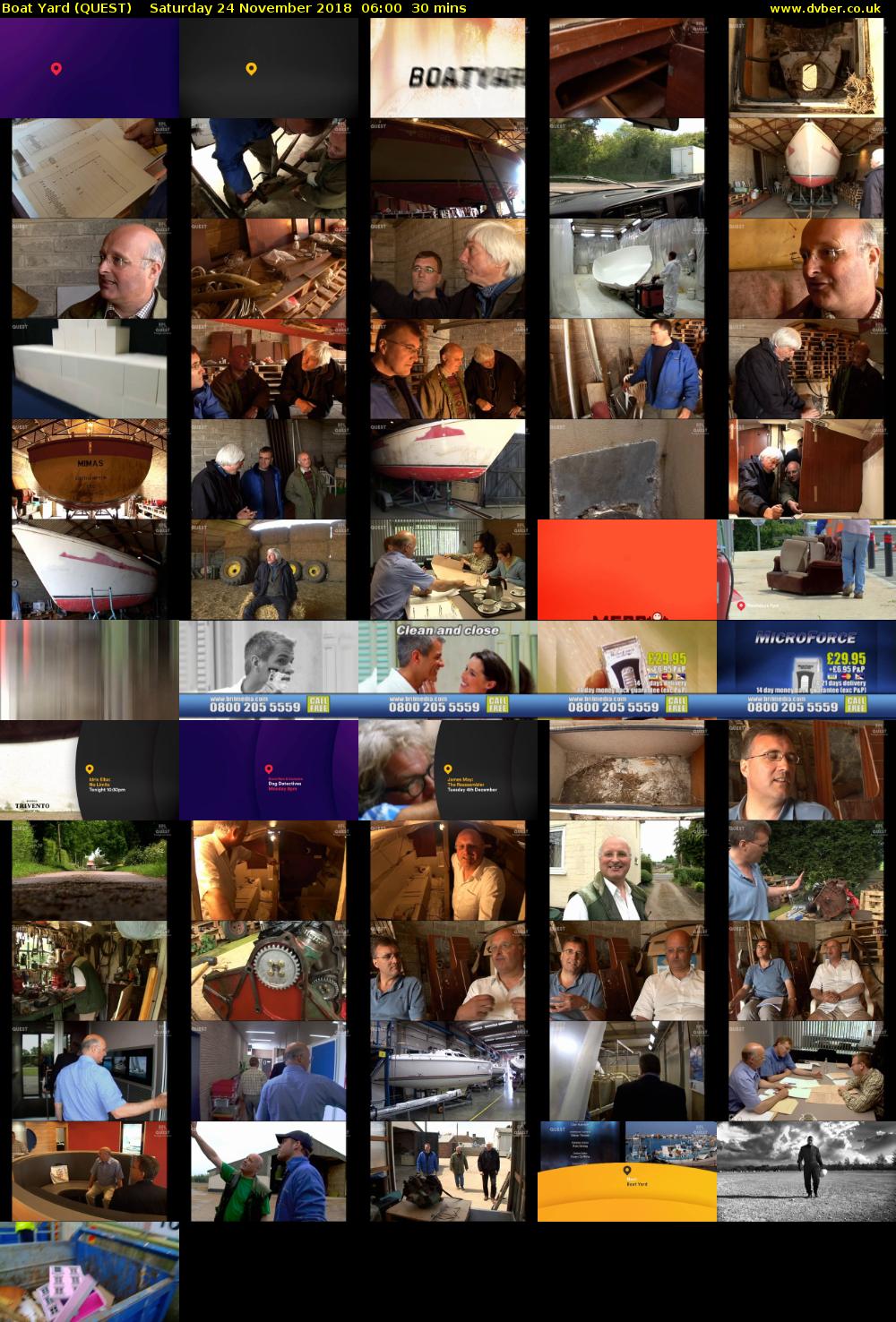 Boat Yard (QUEST) Saturday 24 November 2018 06:00 - 06:30