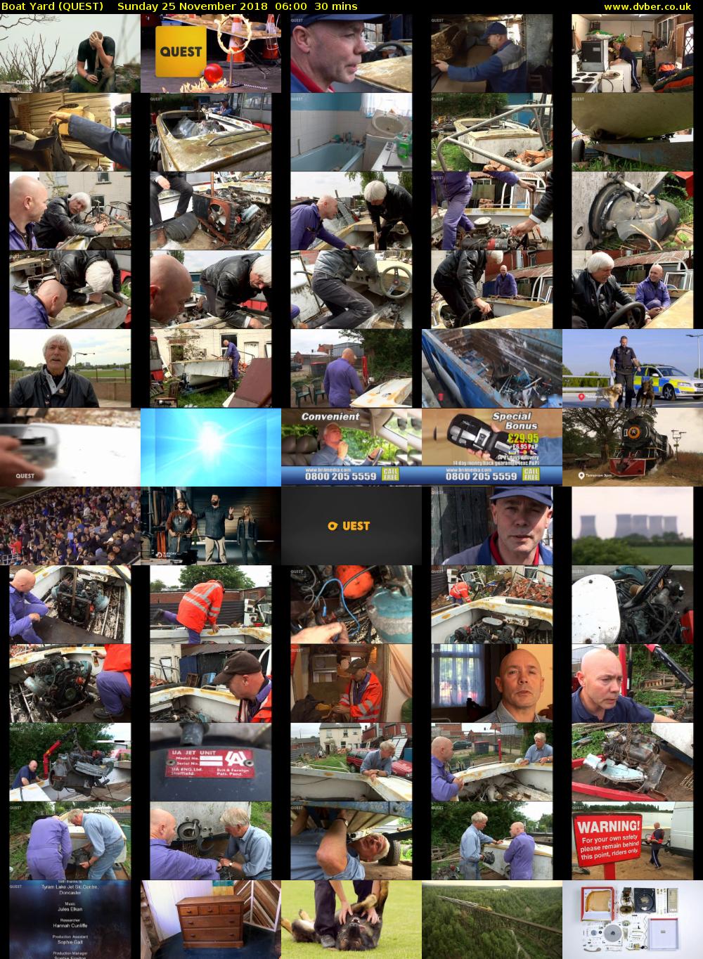 Boat Yard (QUEST) Sunday 25 November 2018 06:00 - 06:30