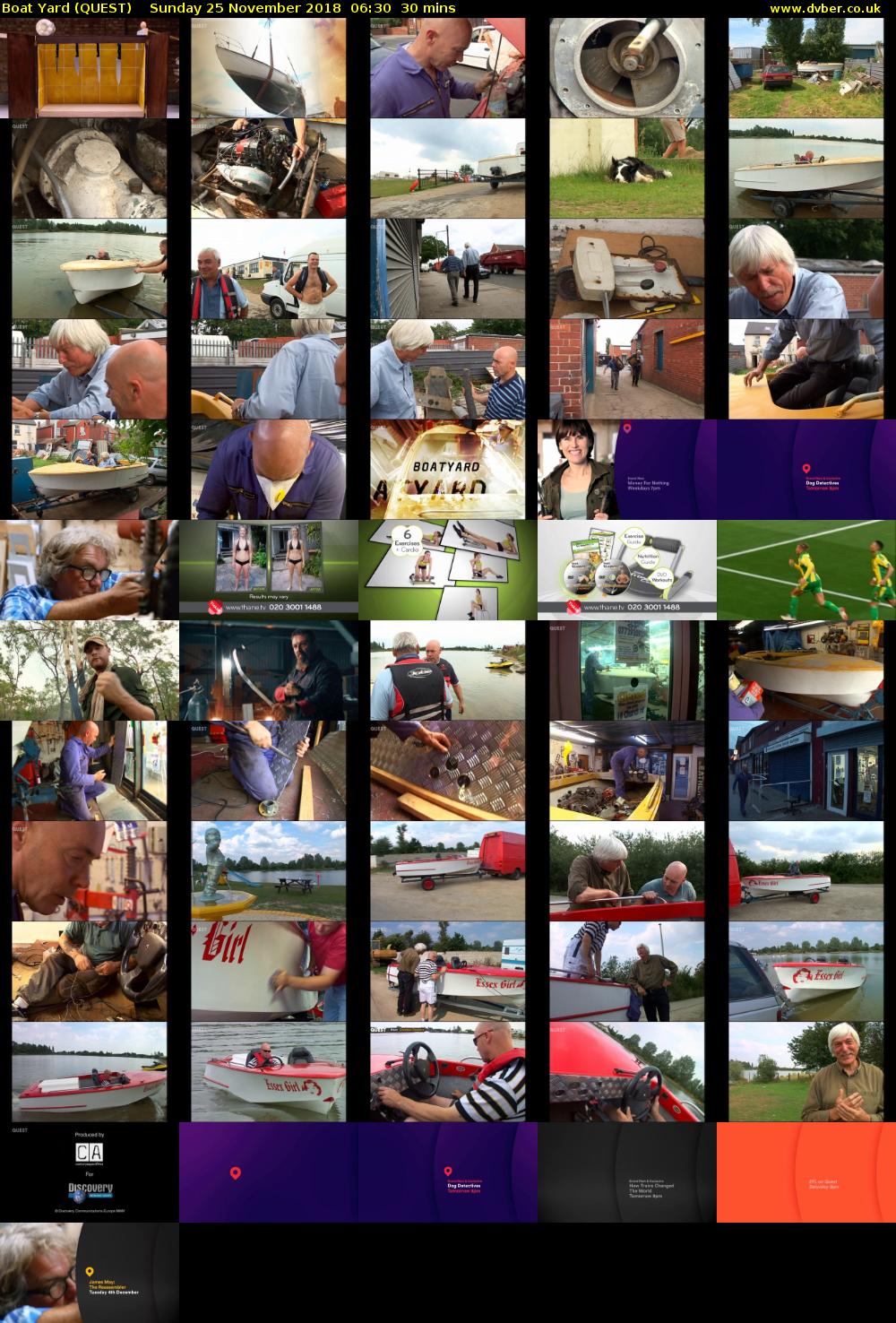 Boat Yard (QUEST) Sunday 25 November 2018 06:30 - 07:00