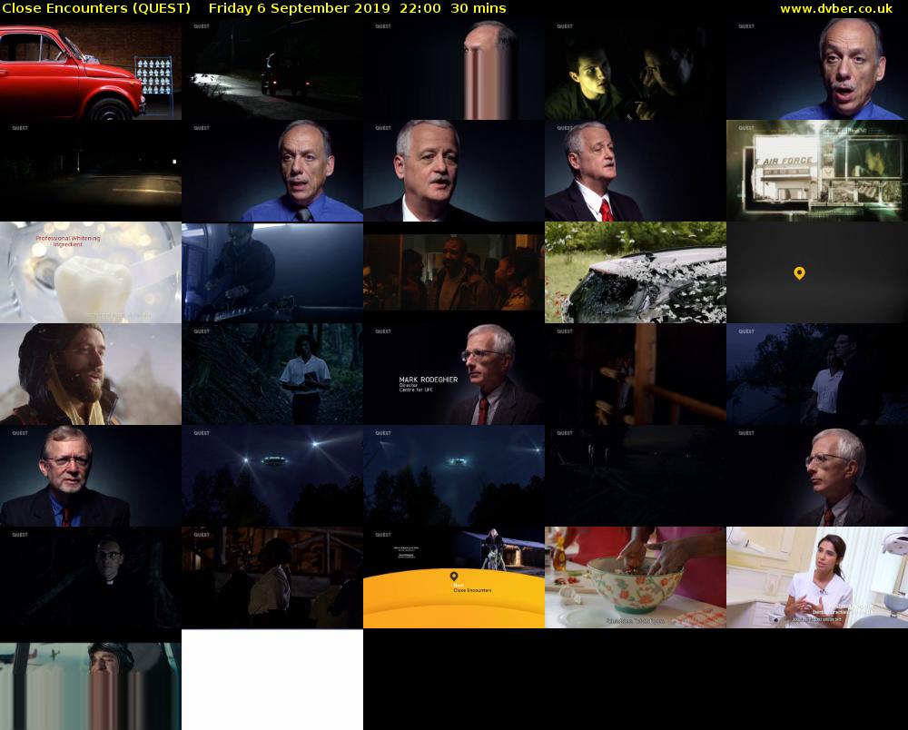 Close Encounters (QUEST) Friday 6 September 2019 22:00 - 22:30