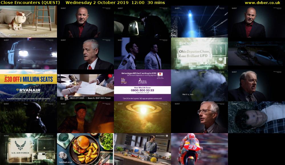 Close Encounters (QUEST) Wednesday 2 October 2019 12:00 - 12:30