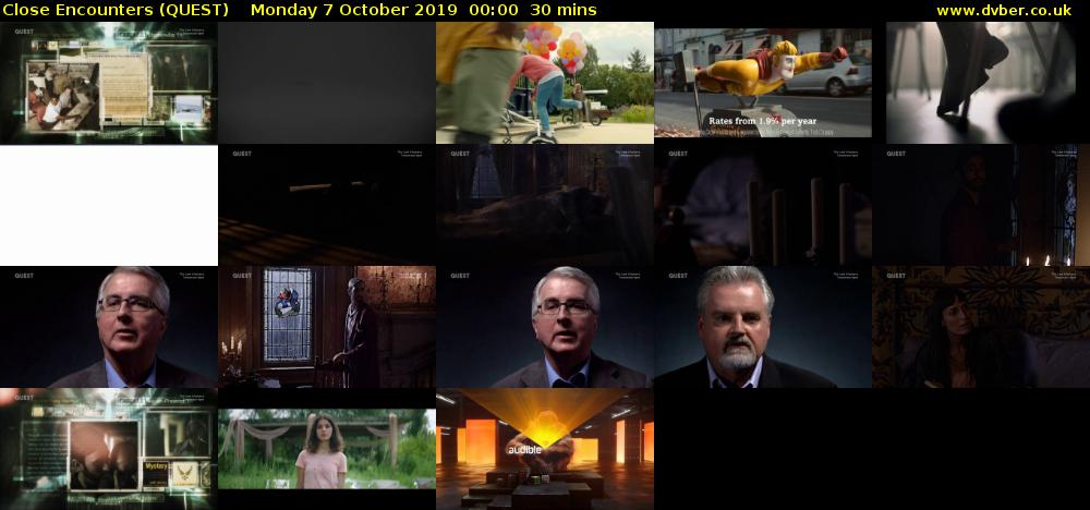 Close Encounters (QUEST) Monday 7 October 2019 00:00 - 00:30