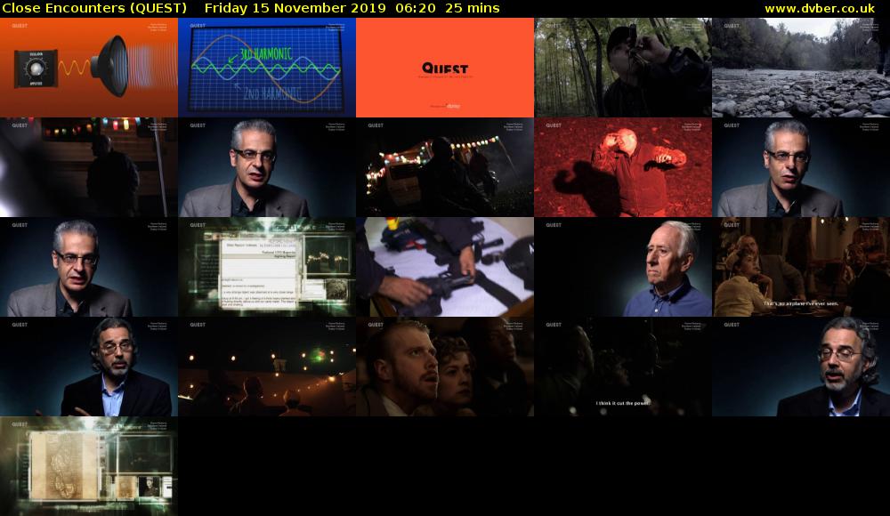 Close Encounters (QUEST) Friday 15 November 2019 06:20 - 06:45