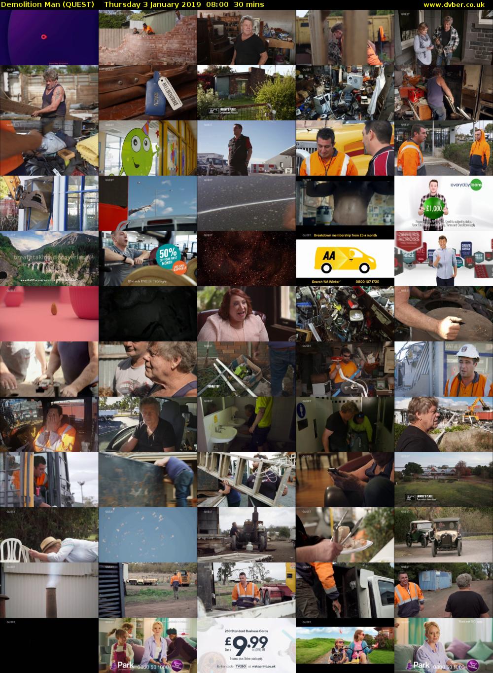 Demolition Man (QUEST) Thursday 3 January 2019 08:00 - 08:30