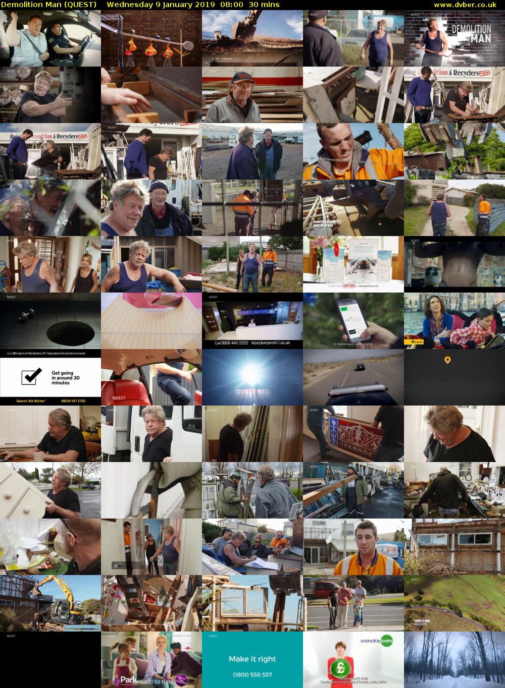 Demolition Man (QUEST) Wednesday 9 January 2019 08:00 - 08:30