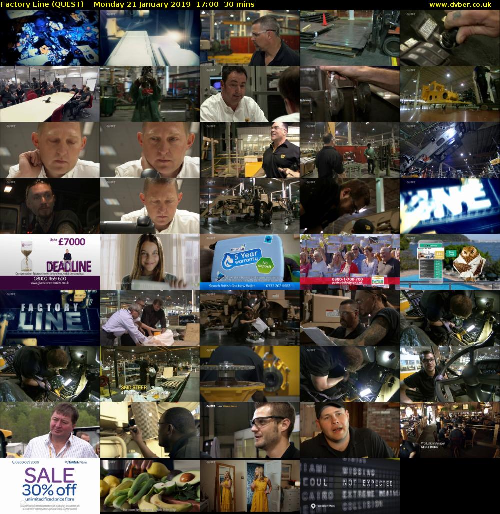 Factory Line (QUEST) Monday 21 January 2019 17:00 - 17:30