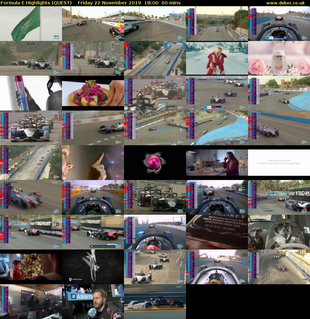 Formula E Highlights (QUEST) Friday 22 November 2019 18:00 - 19:00