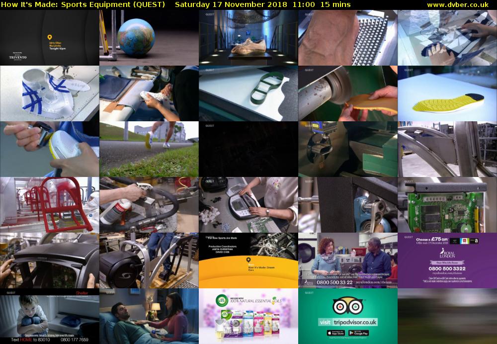 How It's Made: Sports Equipment (QUEST) Saturday 17 November 2018 11:00 - 11:15