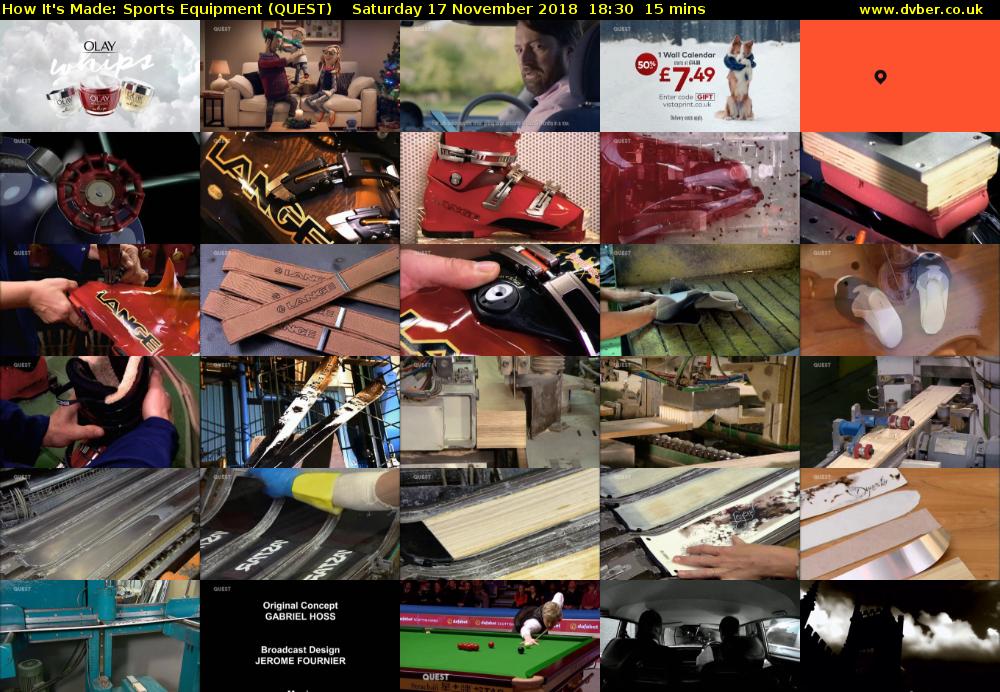 How It's Made: Sports Equipment (QUEST) Saturday 17 November 2018 18:30 - 18:45