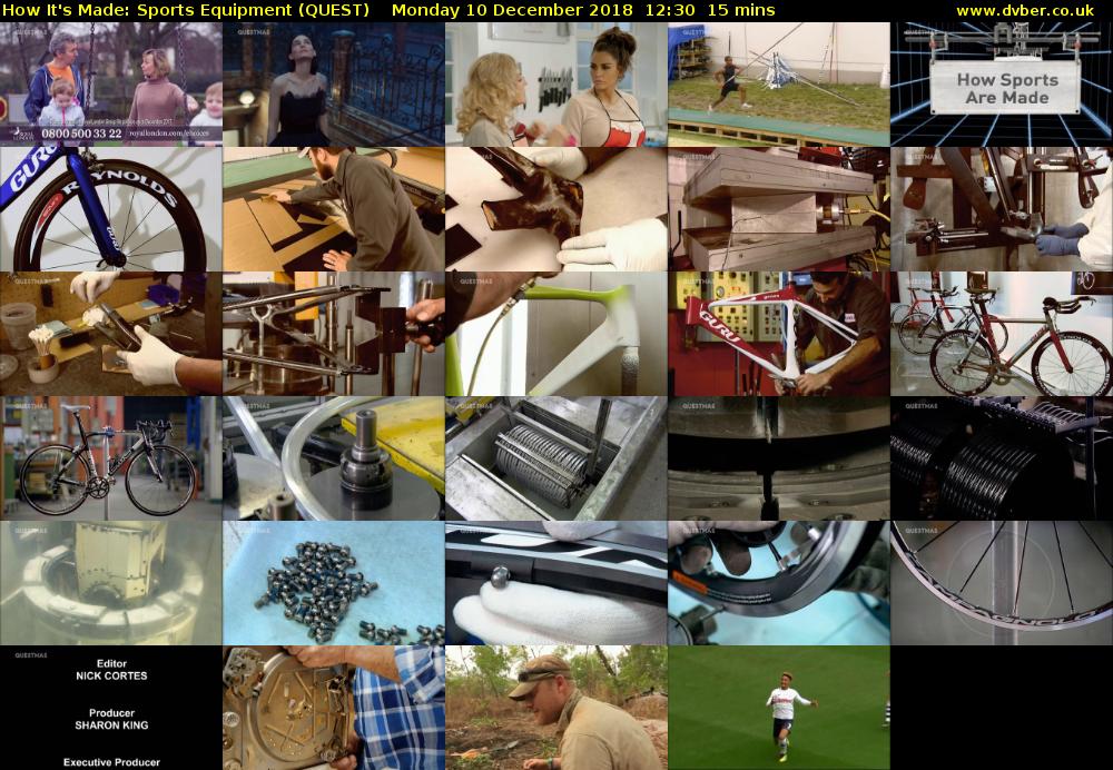 How It's Made: Sports Equipment (QUEST) Monday 10 December 2018 12:30 - 12:45