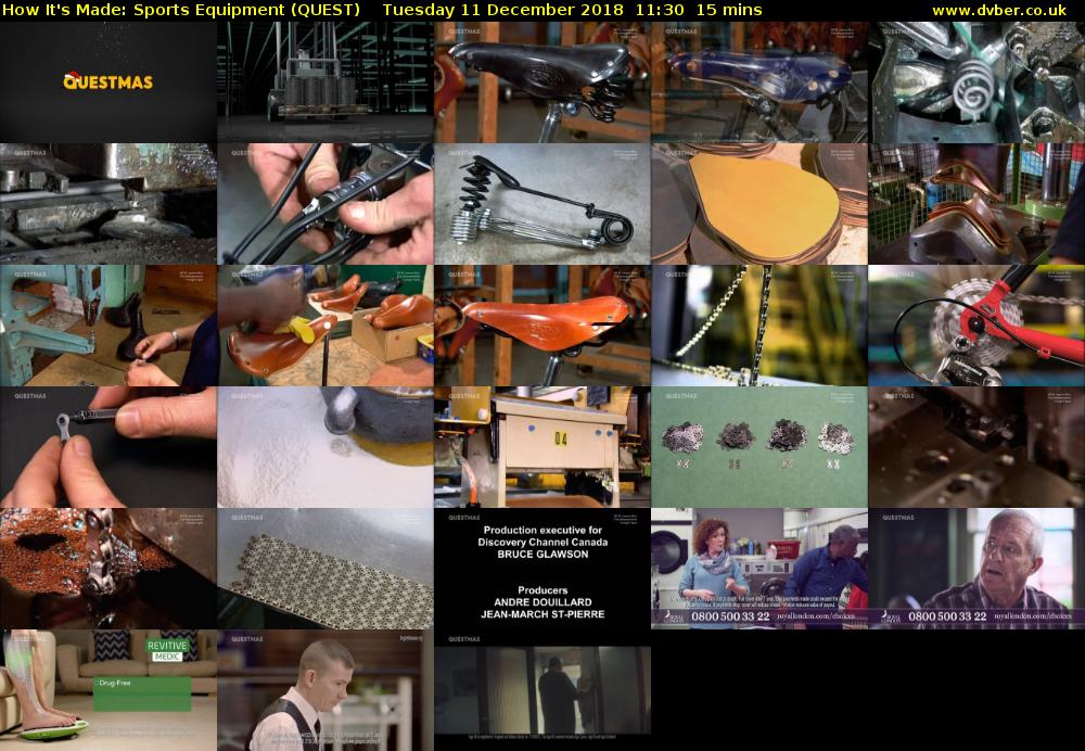 How It's Made: Sports Equipment (QUEST) Tuesday 11 December 2018 11:30 - 11:45