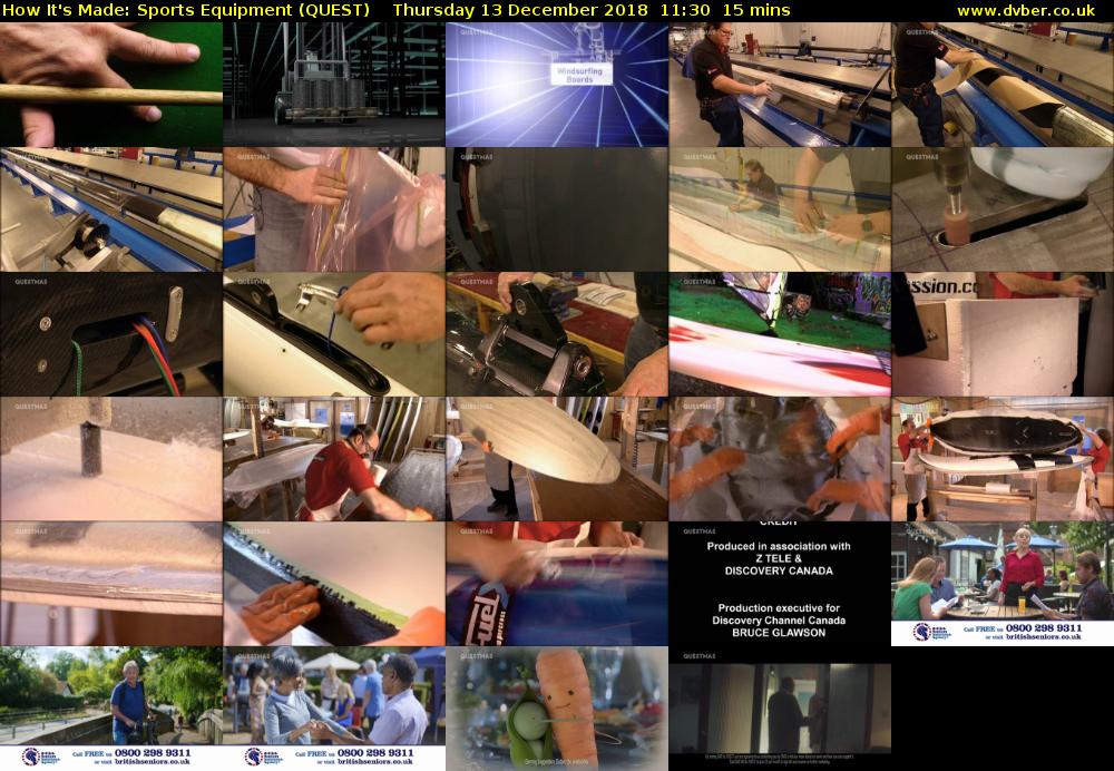 How It's Made: Sports Equipment (QUEST) Thursday 13 December 2018 11:30 - 11:45