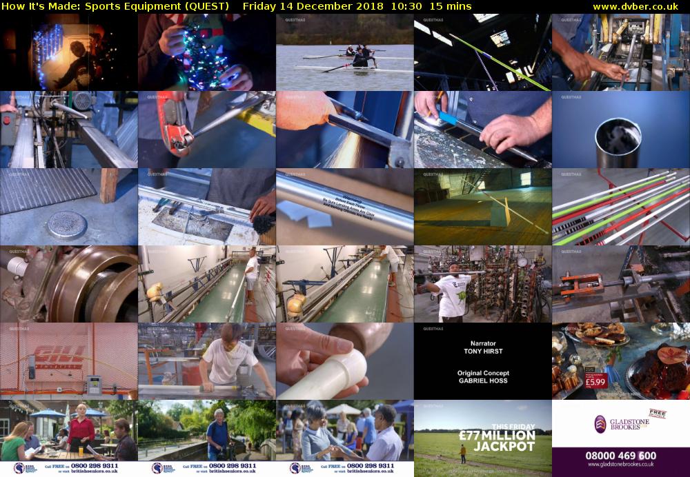 How It's Made: Sports Equipment (QUEST) Friday 14 December 2018 10:30 - 10:45