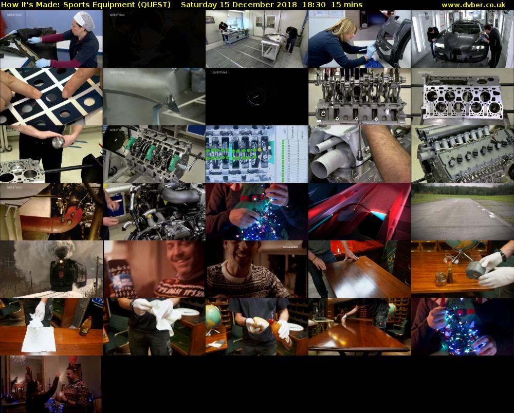 How It's Made: Sports Equipment (QUEST) Saturday 15 December 2018 18:30 - 18:45