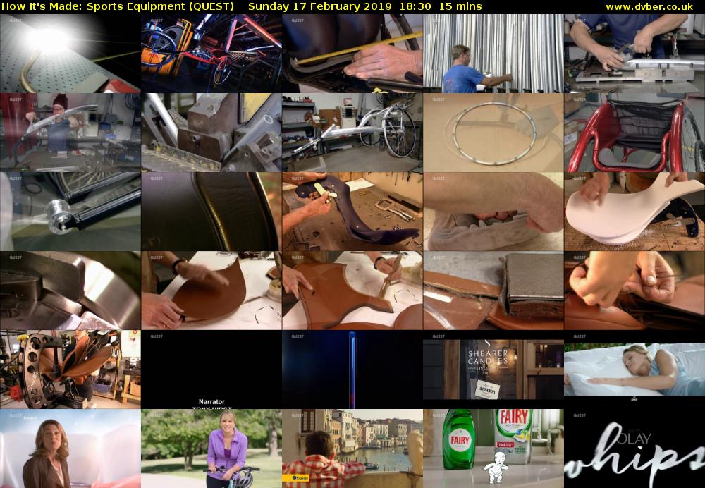 How It's Made: Sports Equipment (QUEST) Sunday 17 February 2019 18:30 - 18:45