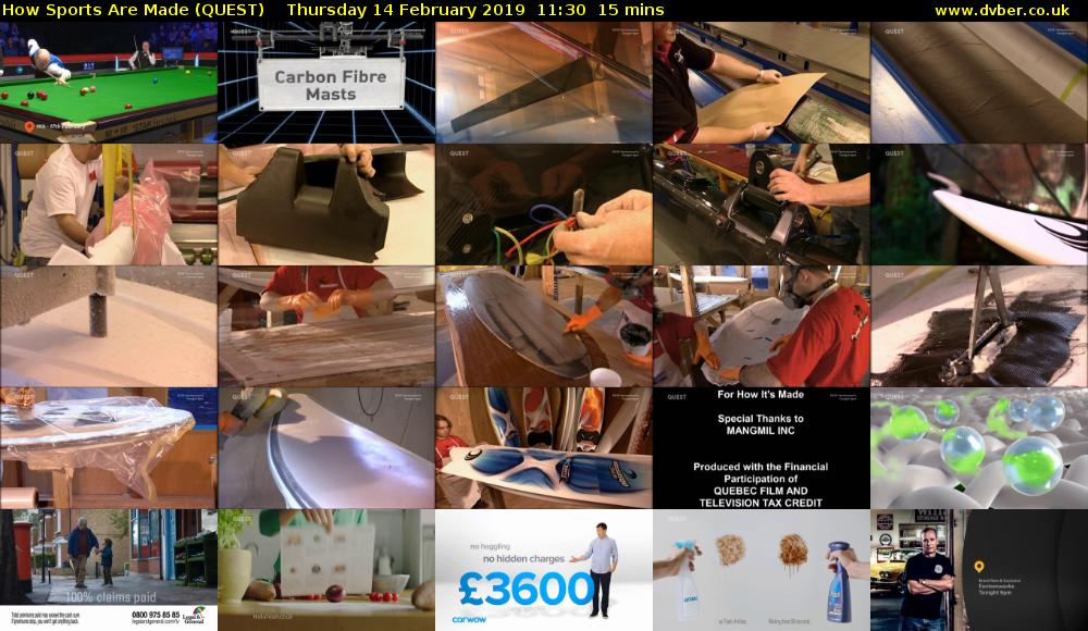 How Sports Are Made (QUEST) Thursday 14 February 2019 11:30 - 11:45