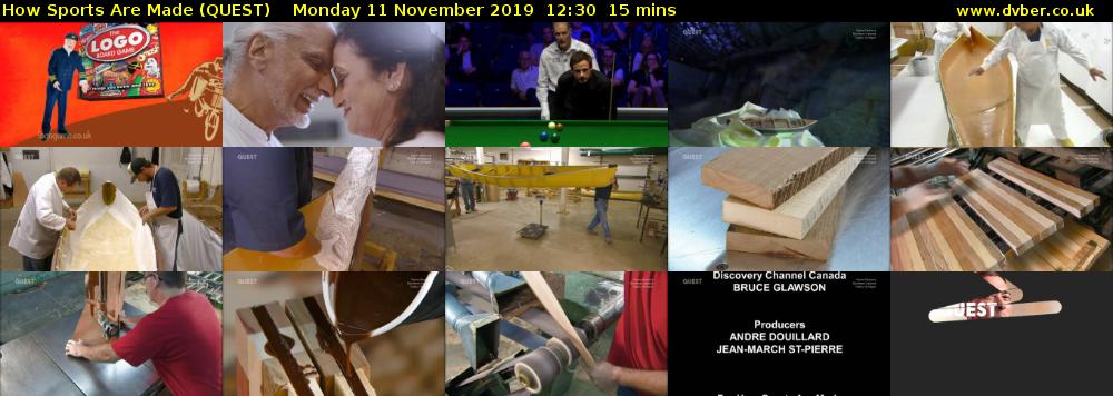 How Sports Are Made (QUEST) Monday 11 November 2019 12:30 - 12:45