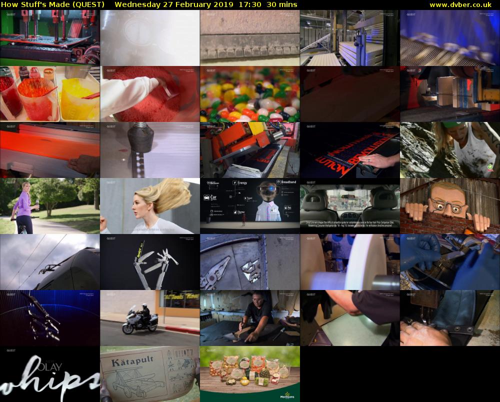 How Stuff's Made (QUEST) Wednesday 27 February 2019 17:30 - 18:00