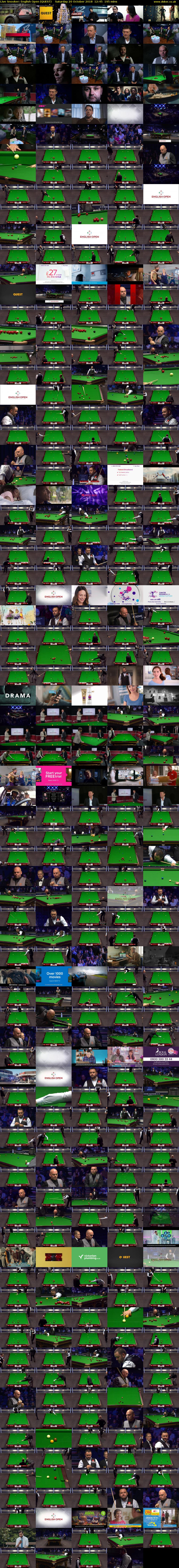 Live Snooker: English Open (QUEST) Saturday 20 October 2018 12:45 - 16:00