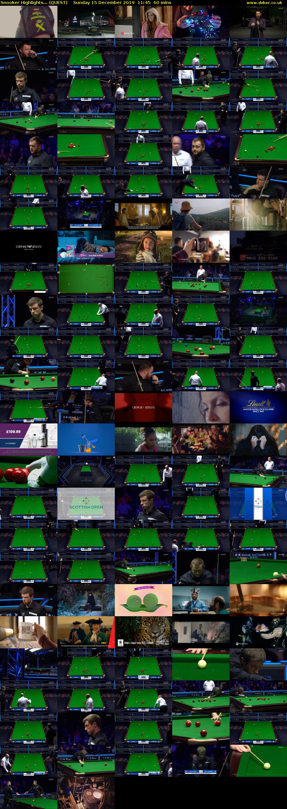 Snooker Highlights... (QUEST) Sunday 15 December 2019 11:45 - 12:45