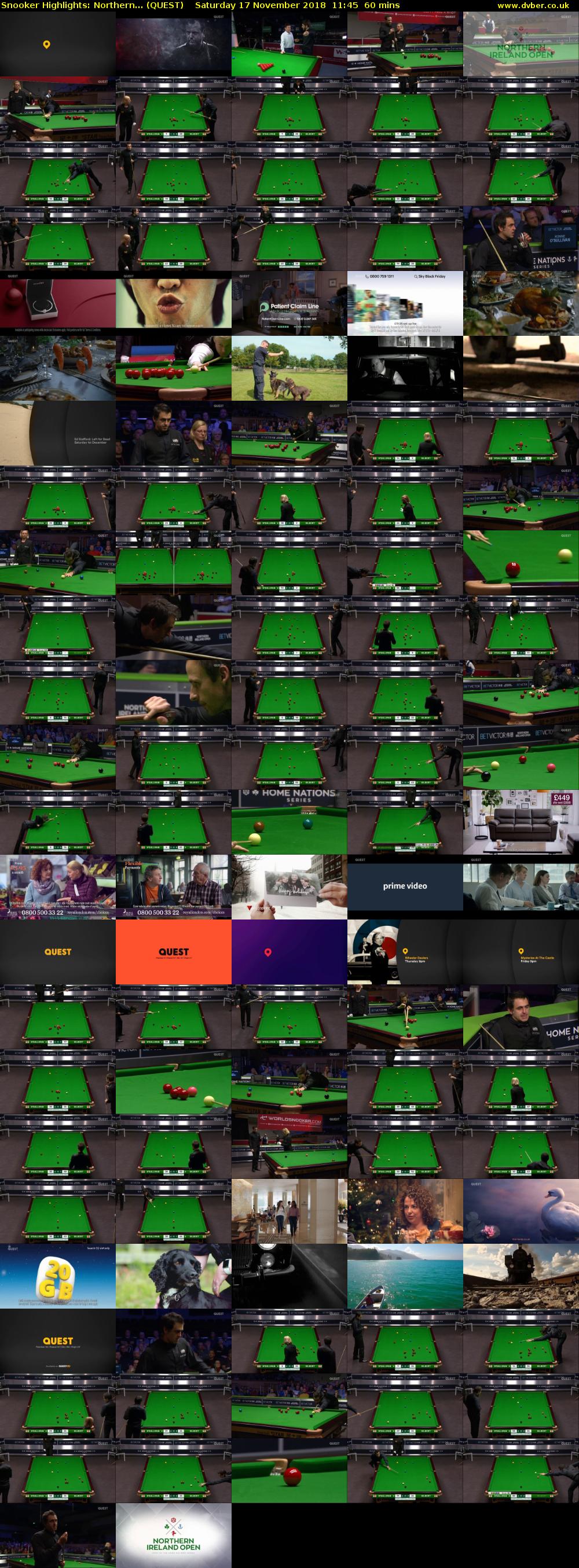 Snooker Highlights: Northern... (QUEST) Saturday 17 November 2018 11:45 - 12:45