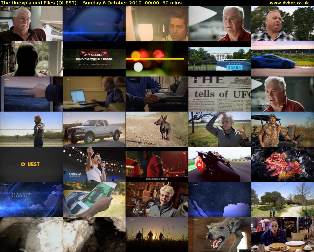 The Unexplained Files (QUEST) Sunday 6 October 2019 00:00 - 01:00