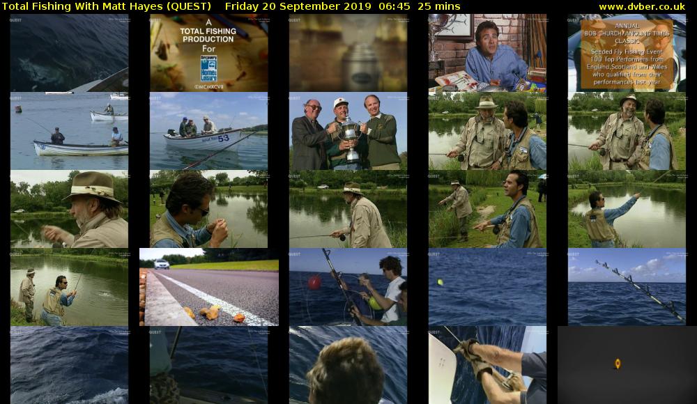 Total Fishing With Matt Hayes (QUEST) Friday 20 September 2019 06:45 - 07:10