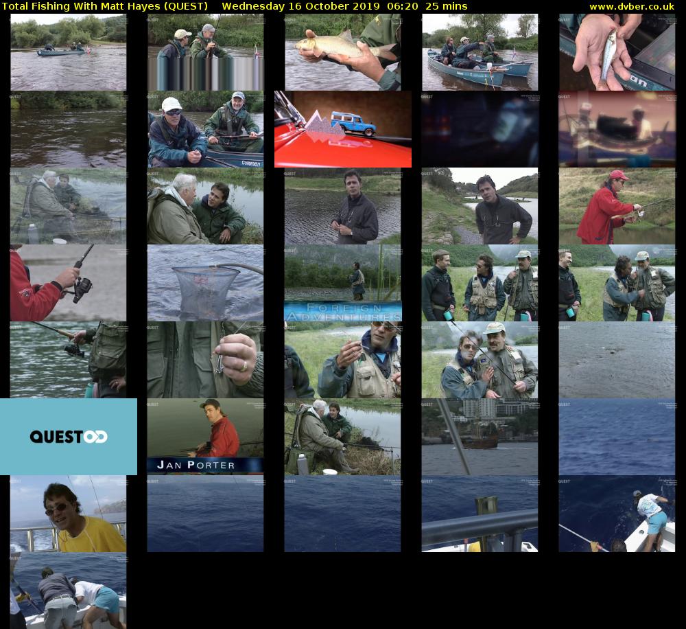 Total Fishing With Matt Hayes (QUEST) Wednesday 16 October 2019 06:20 - 06:45