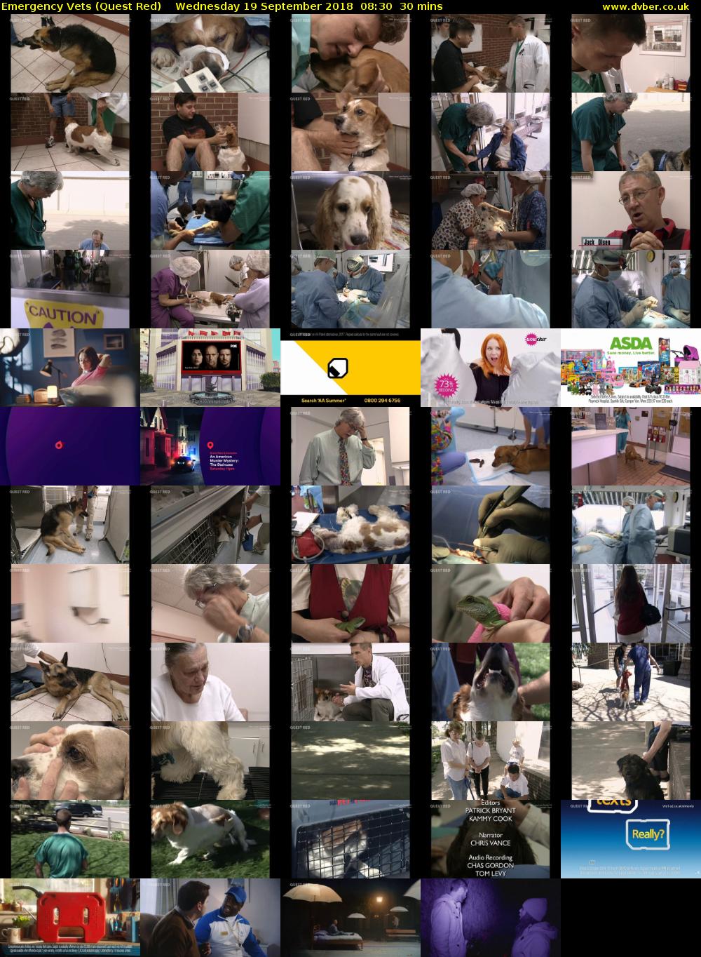 Emergency Vets (Quest Red) Wednesday 19 September 2018 08:30 - 09:00