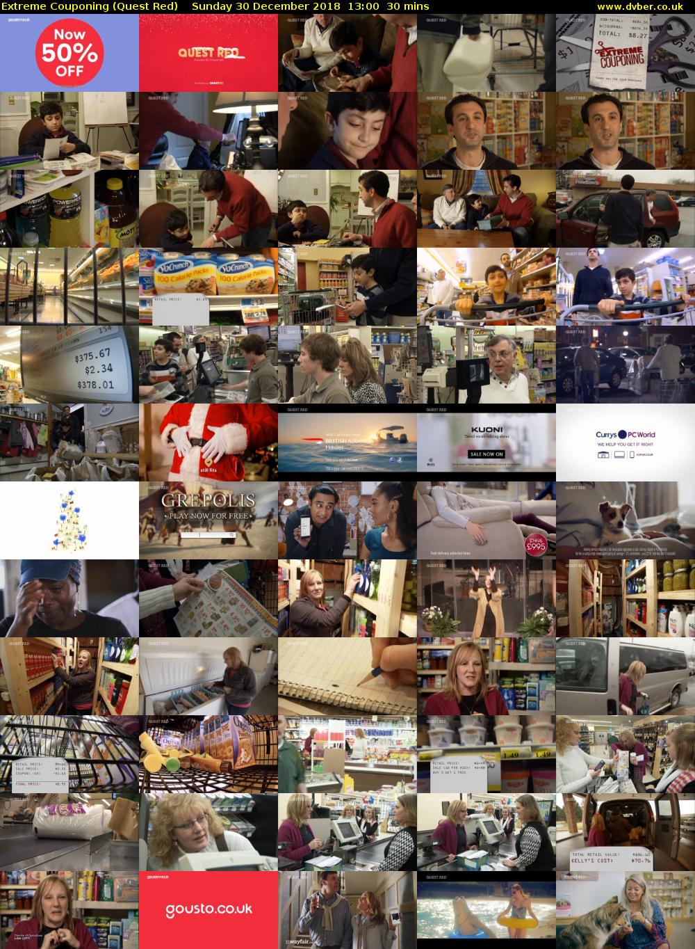 Extreme Couponing (Quest Red) Sunday 30 December 2018 13:00 - 13:30