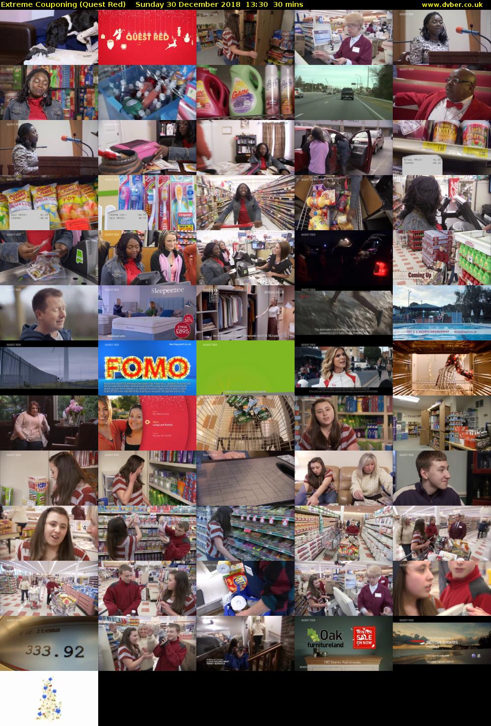 Extreme Couponing (Quest Red) Sunday 30 December 2018 13:30 - 14:00