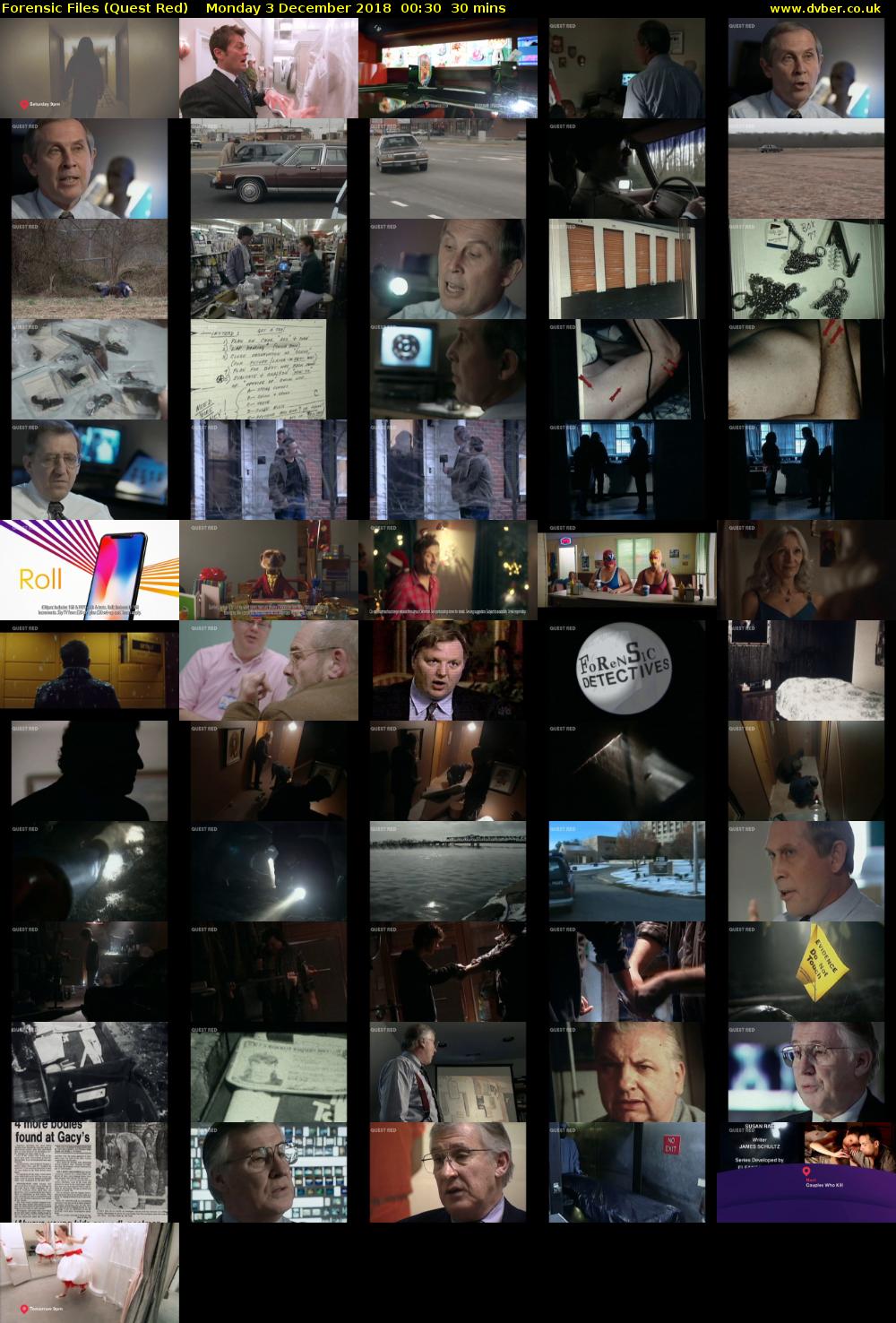 Forensic Files (Quest Red) Monday 3 December 2018 00:30 - 01:00