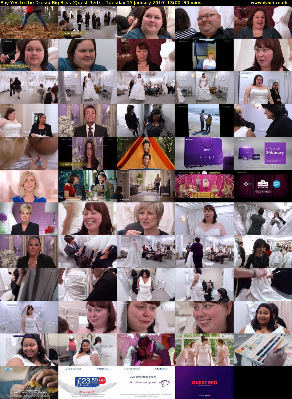 Say Yes to the Dress: Big Bliss (Quest Red) Tuesday 15 January 2019 13:00 - 13:30