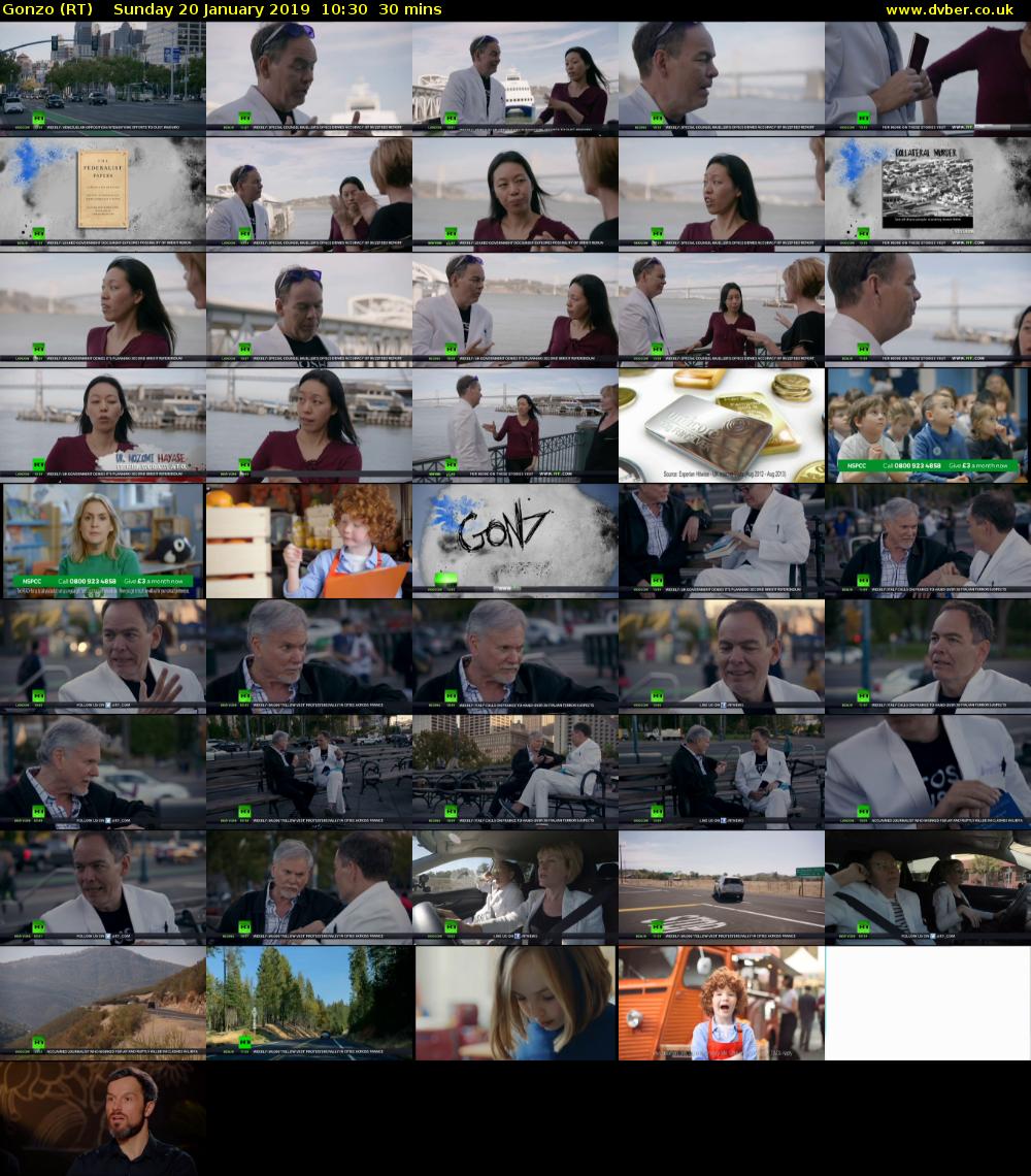 Gonzo (RT) Sunday 20 January 2019 10:30 - 11:00