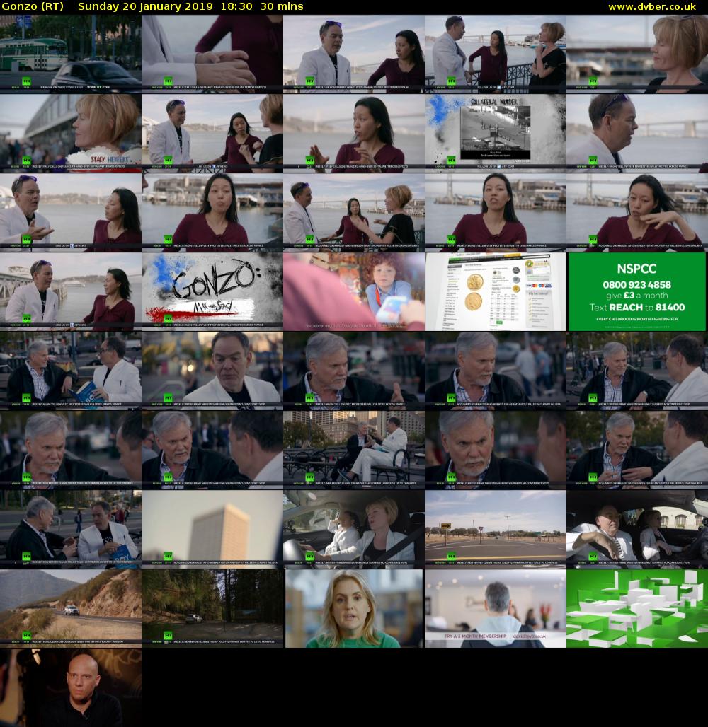 Gonzo (RT) Sunday 20 January 2019 18:30 - 19:00