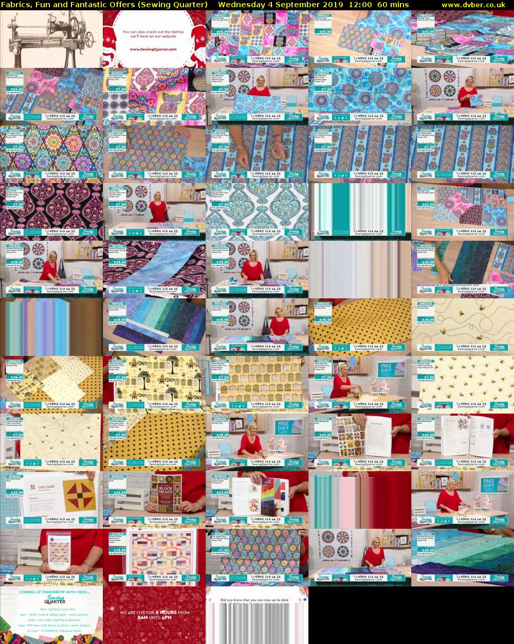 Fabrics, Fun and Fantastic Offers (Sewing Quarter) Wednesday 4 September 2019 12:00 - 13:00