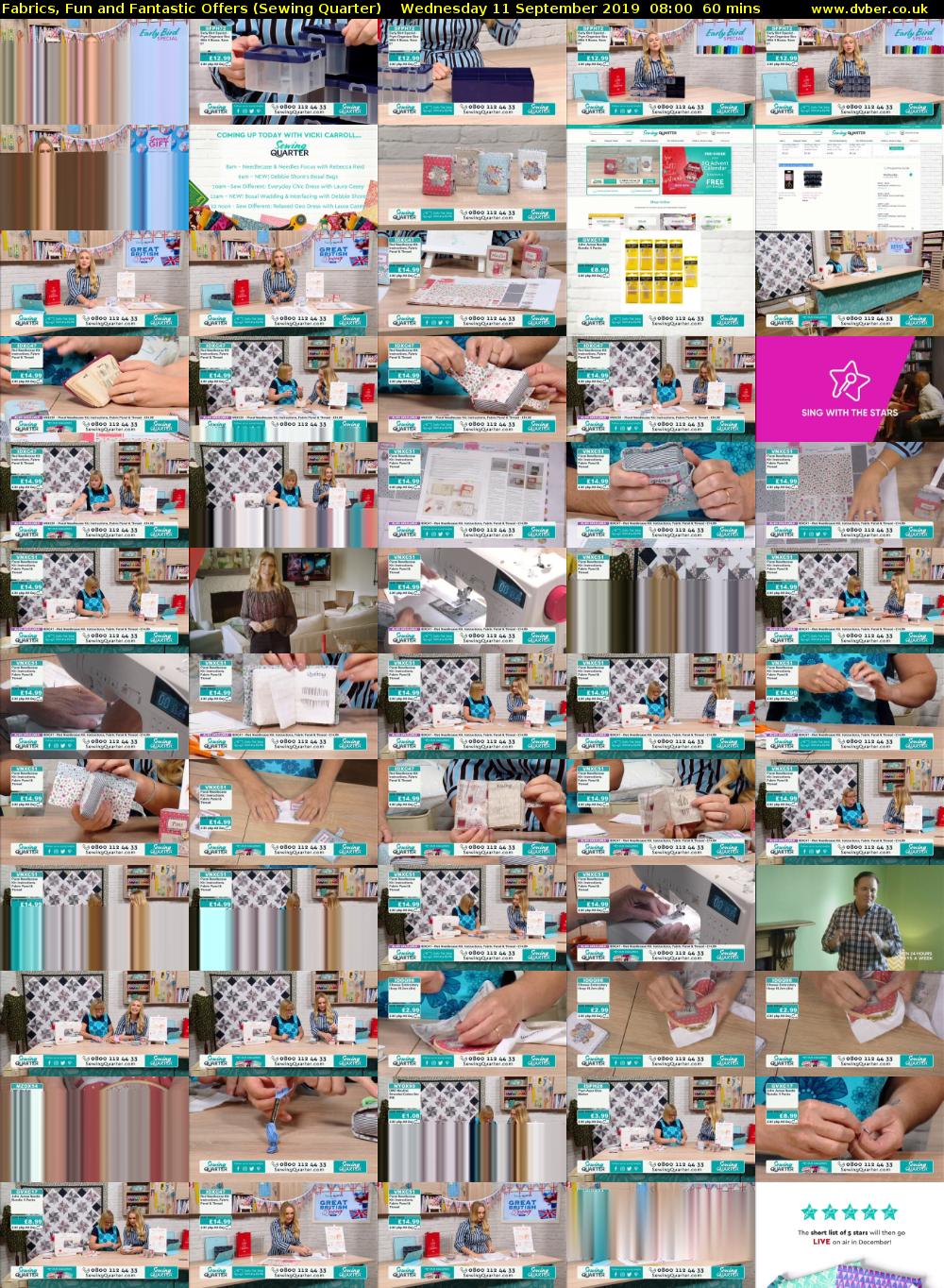 Fabrics, Fun and Fantastic Offers (Sewing Quarter) Wednesday 11 September 2019 08:00 - 09:00