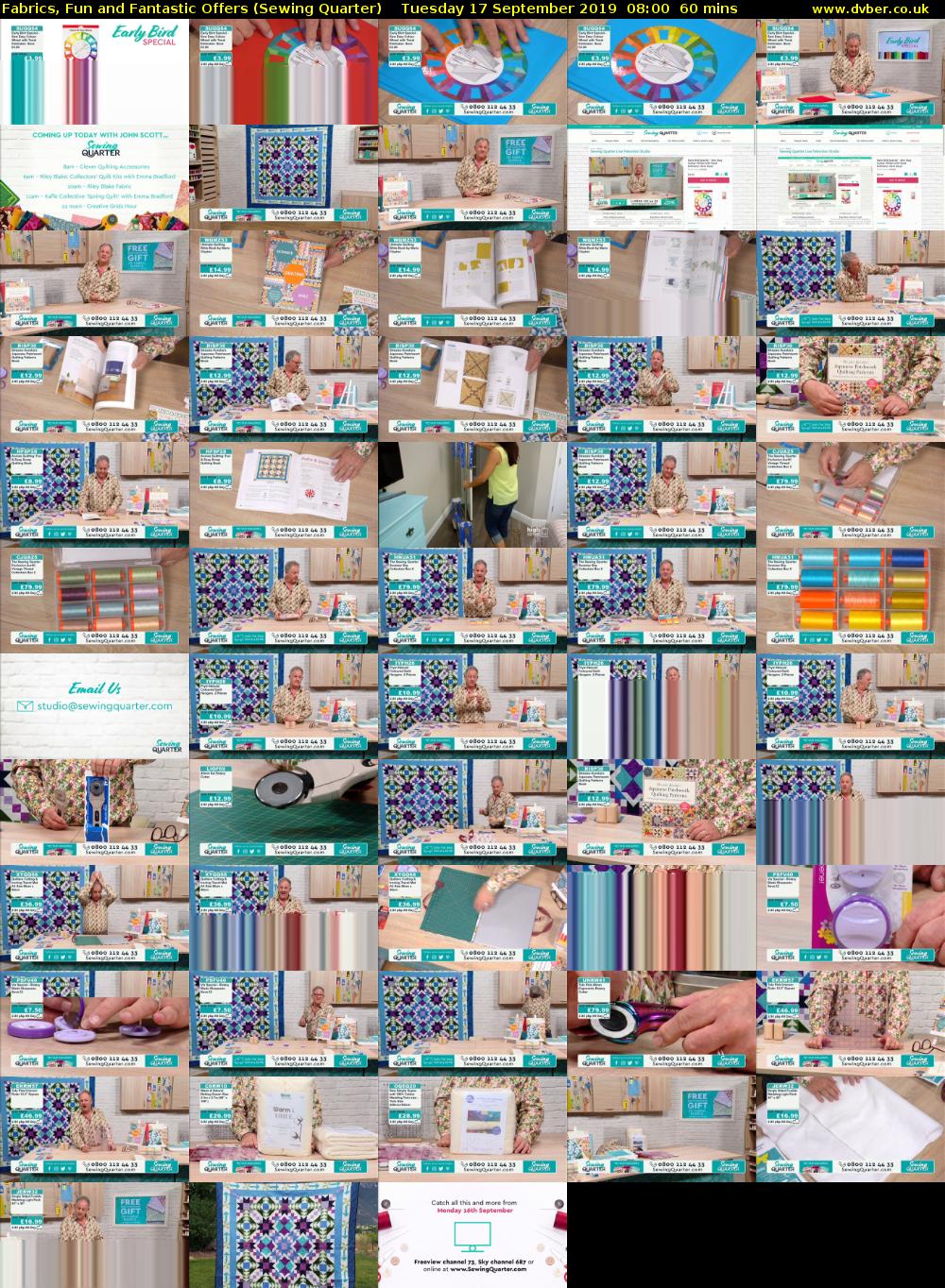 Fabrics, Fun and Fantastic Offers (Sewing Quarter) Tuesday 17 September 2019 08:00 - 09:00